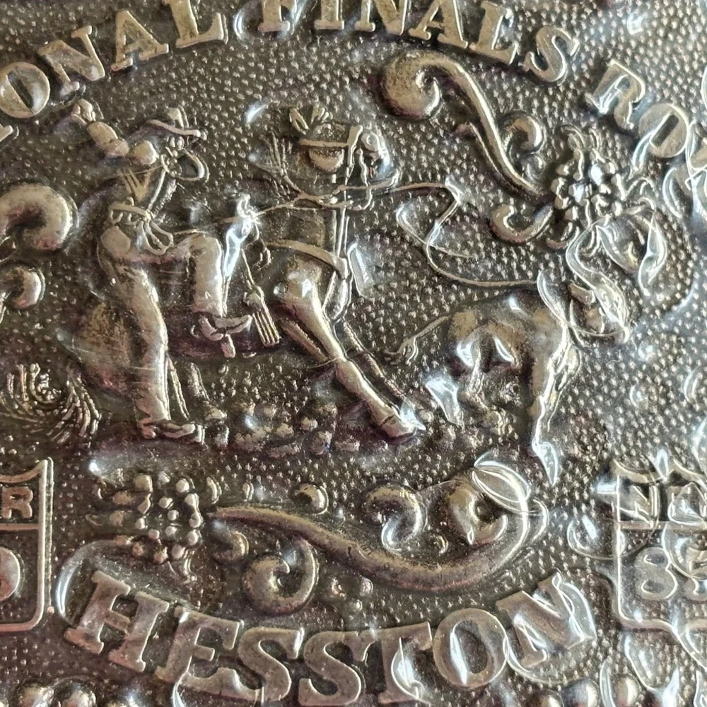 Hesston 1985 Bronze Child National Finals Rodeo Commemorative Series Belt Buckle